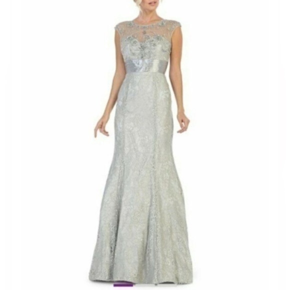 MayQueen silver Evening Gown size 8 mother of the bride or prom - Picture 1 of 11